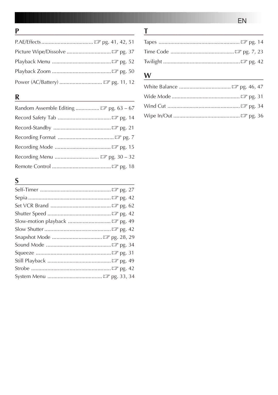 JVC LYT0152-001B manual Pg , 42, Time Code, White Balance 