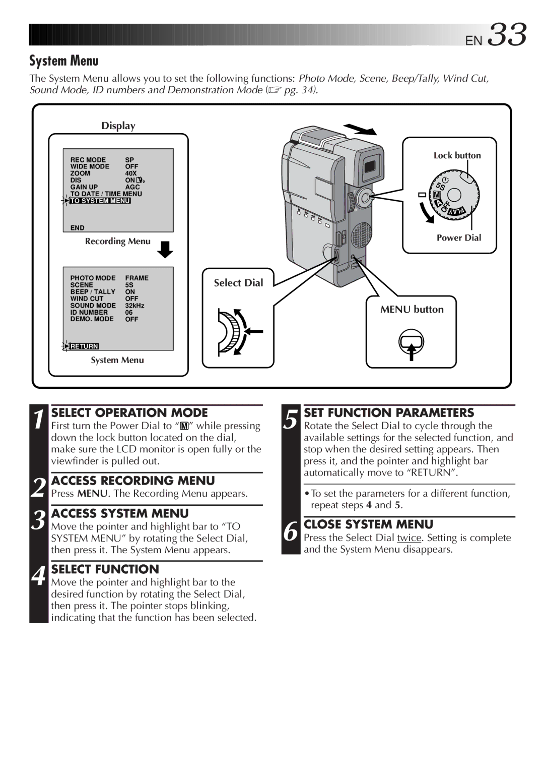 JVC LYT0190-001B manual Close System Menu 