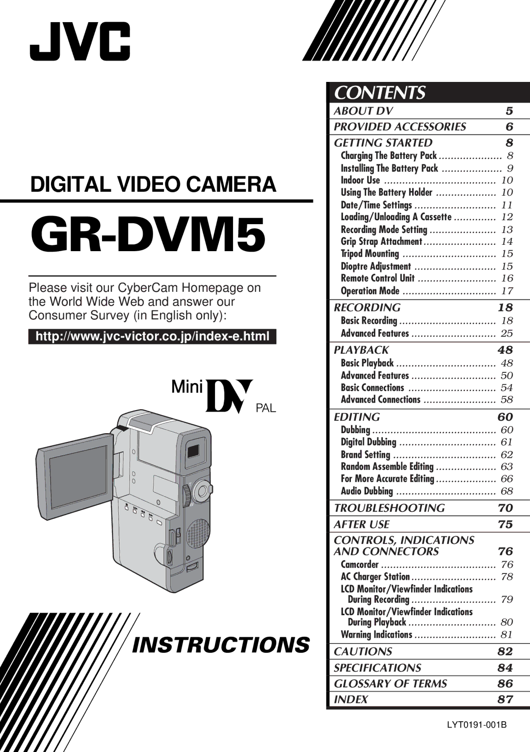 JVC LYT0191-001B specifications GR-DVM5 