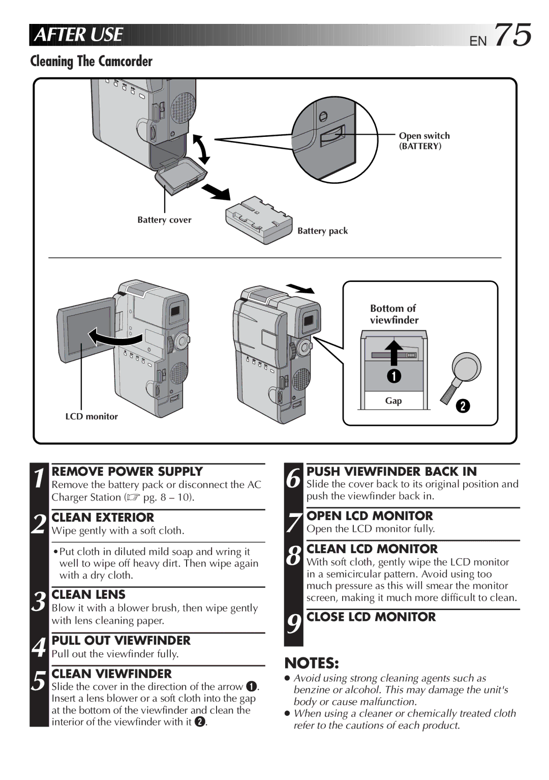 JVC LYT0191-001B specifications Cleaning The Camcorder 