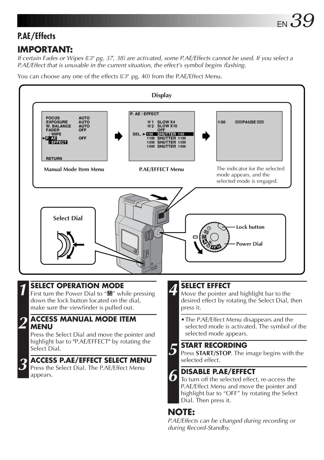 JVC LYT0192-001B manual AE/Effects, Disable P.AE/EFFECT 