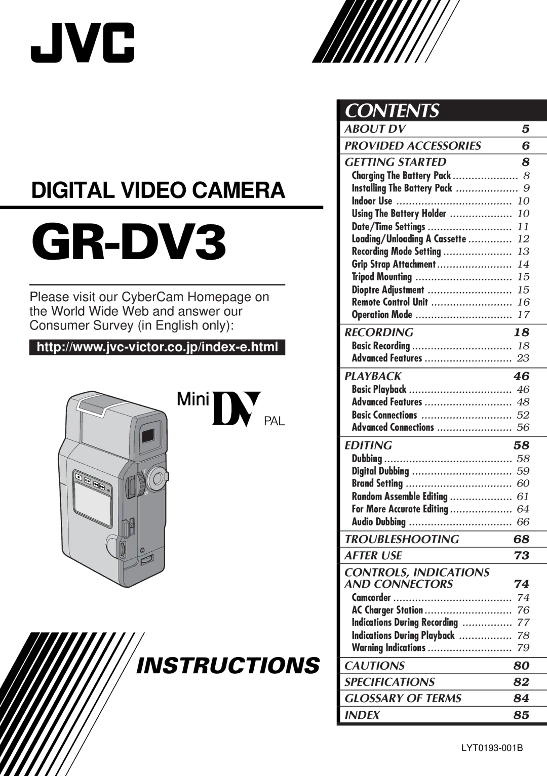 JVC LYT0193-001B specifications GR-DV3 