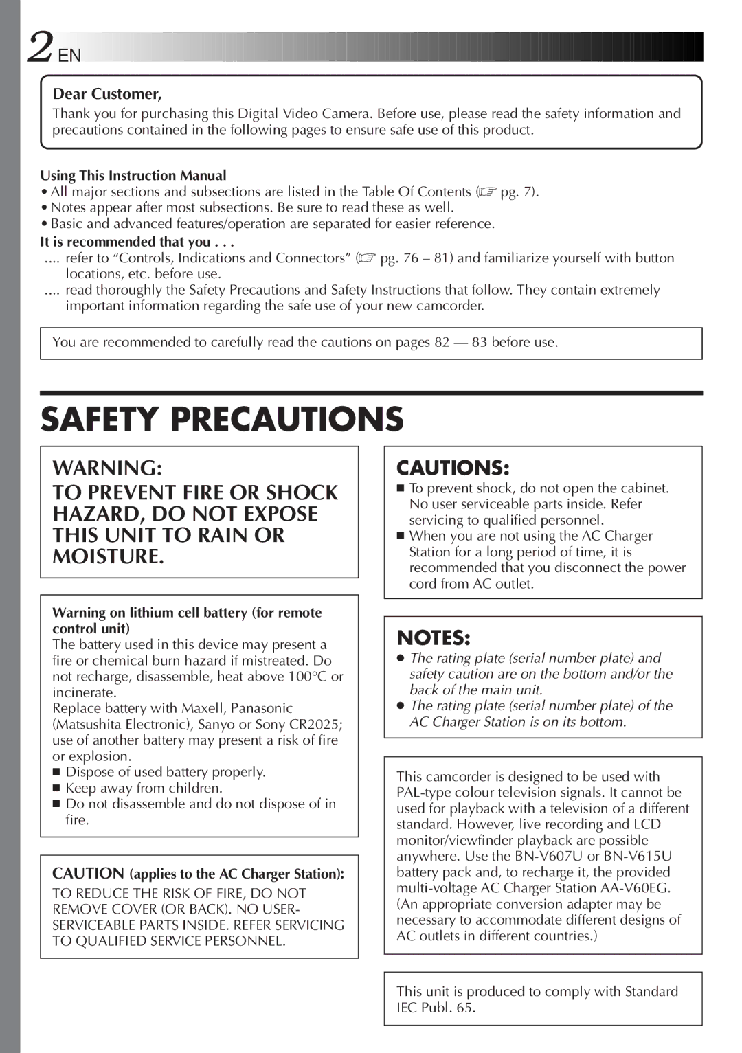 JVC LYT0201-001A manual Dear Customer, It is recommended that you 