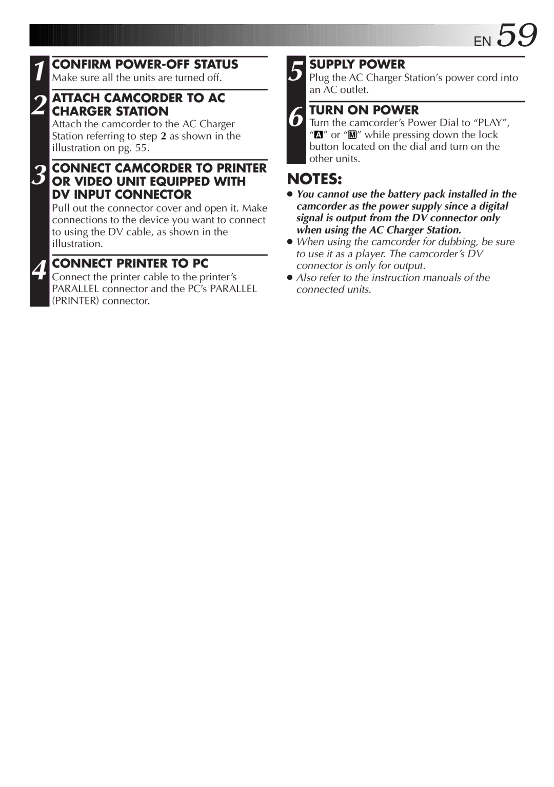 JVC LYT0201-001A manual Attach Camcorder to AC Charger Station, Supply Power 