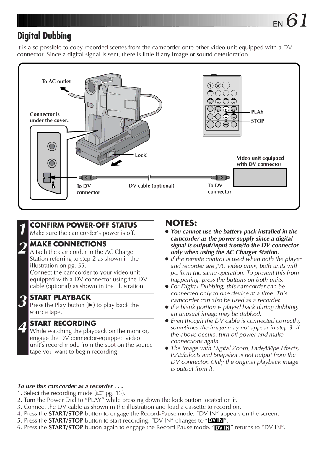 JVC LYT0201-001A manual Digital Dubbing, Make Connections 