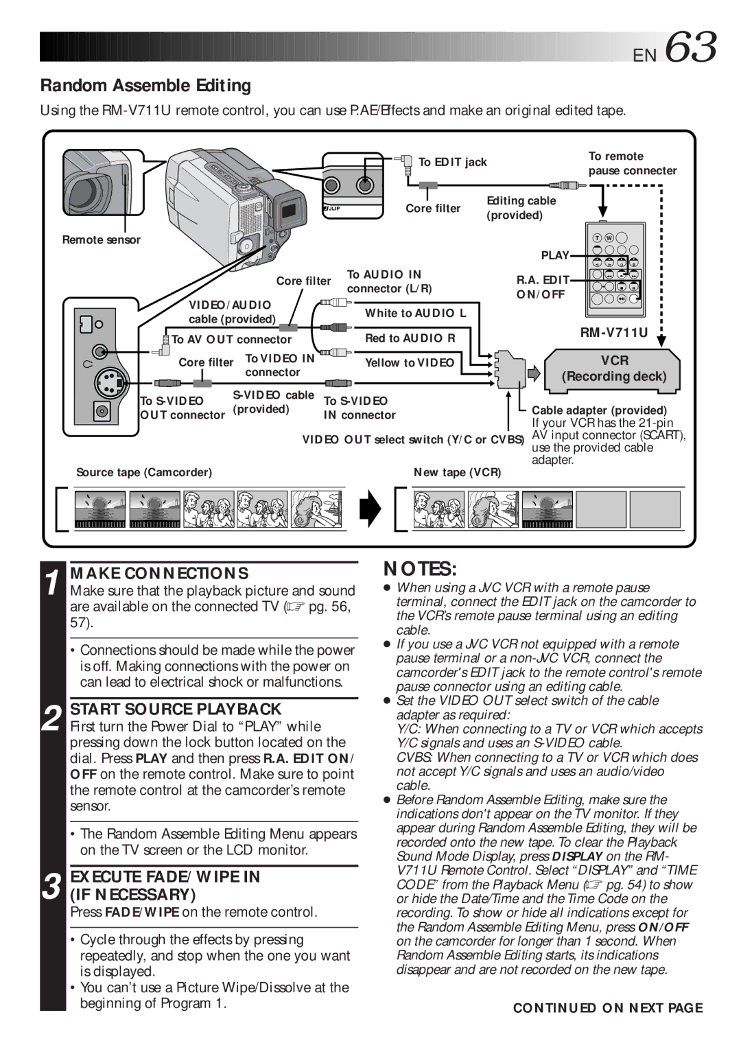 JVC LYT0216-001B specifications Execute FADE/WIPE in if Necessary, Random Assemble Editing 