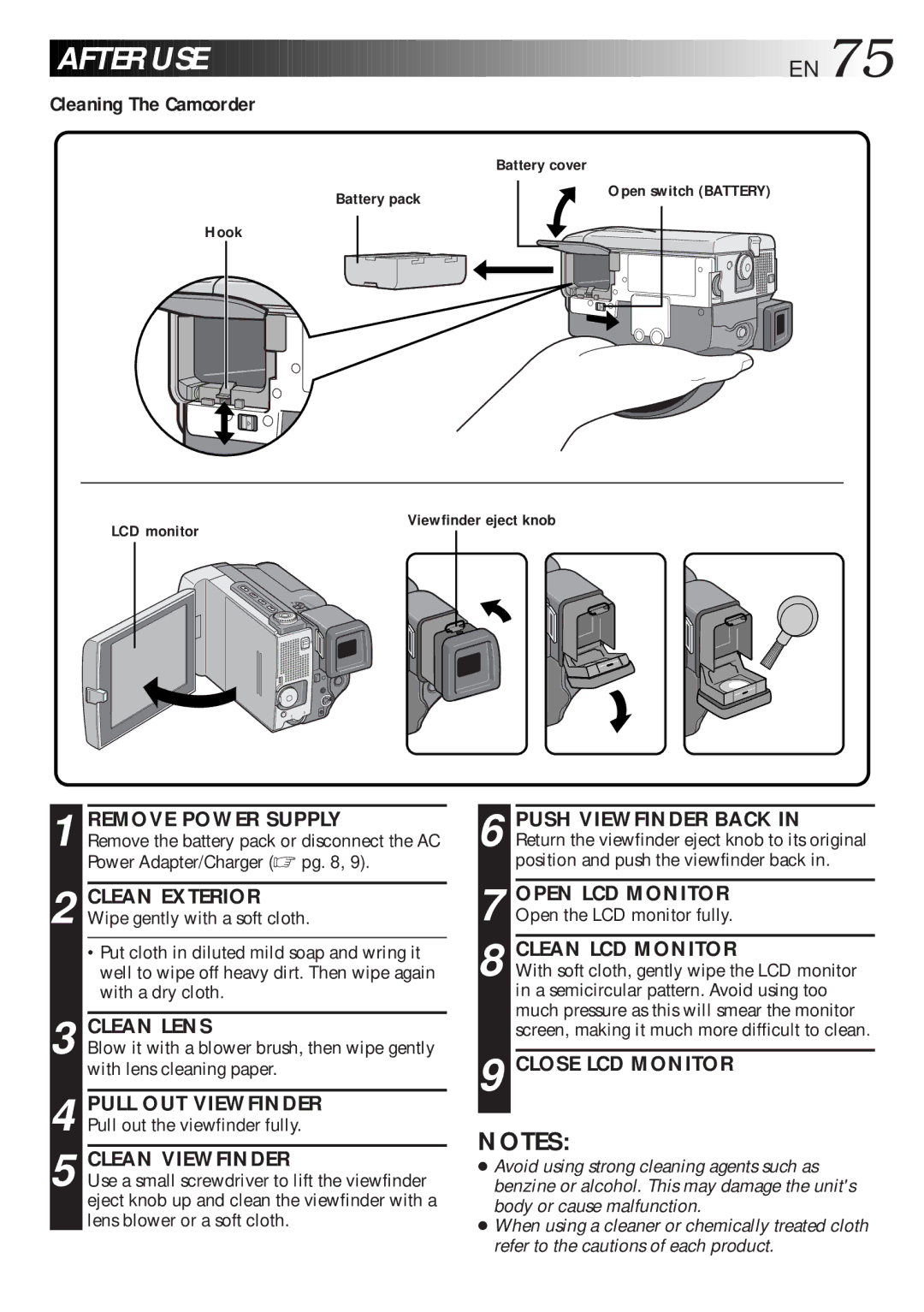 JVC LYT0216-001B specifications Cleaning The Camcorder 