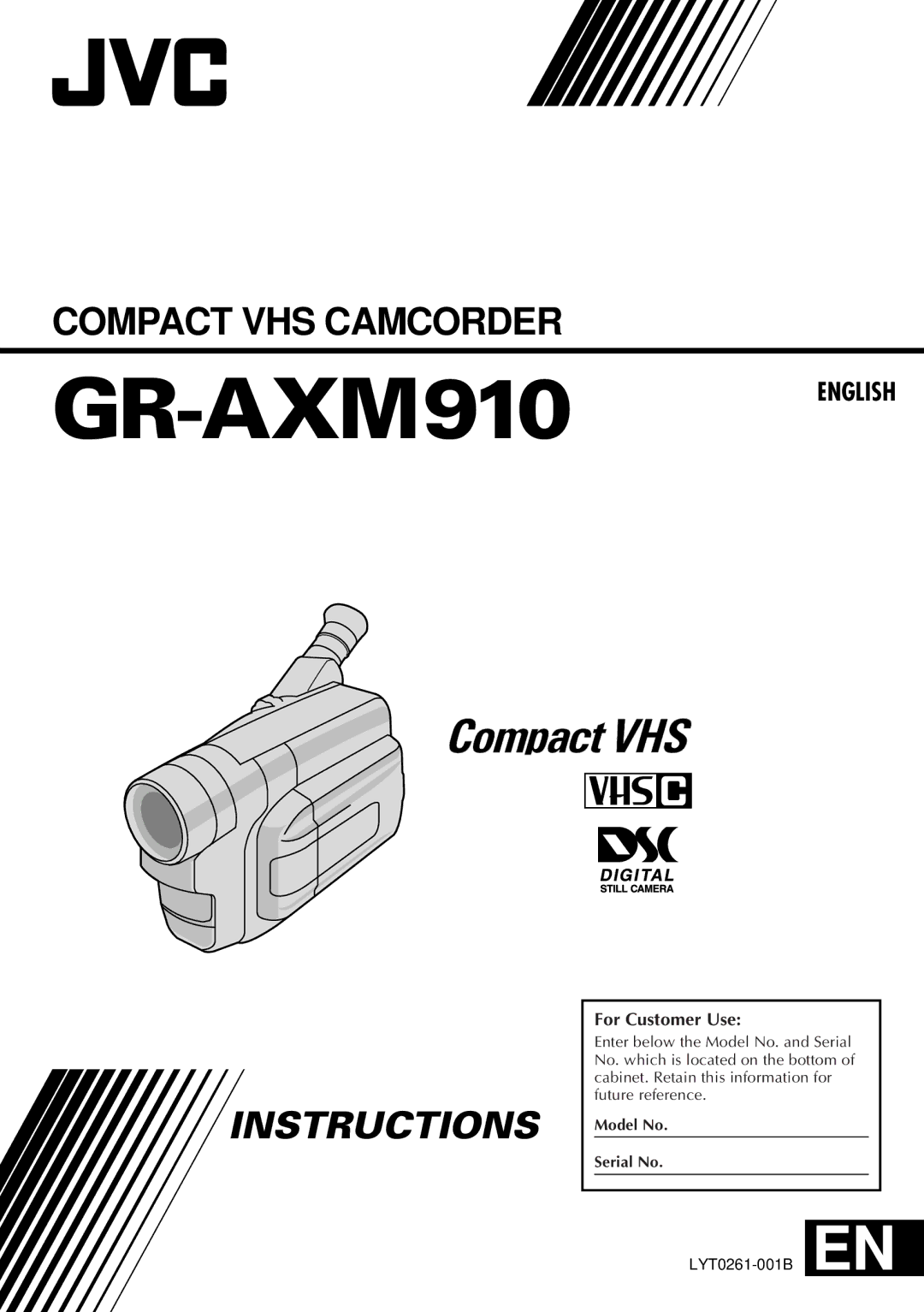 JVC LYT0261-001B manual For Customer Use, Model No Serial No 