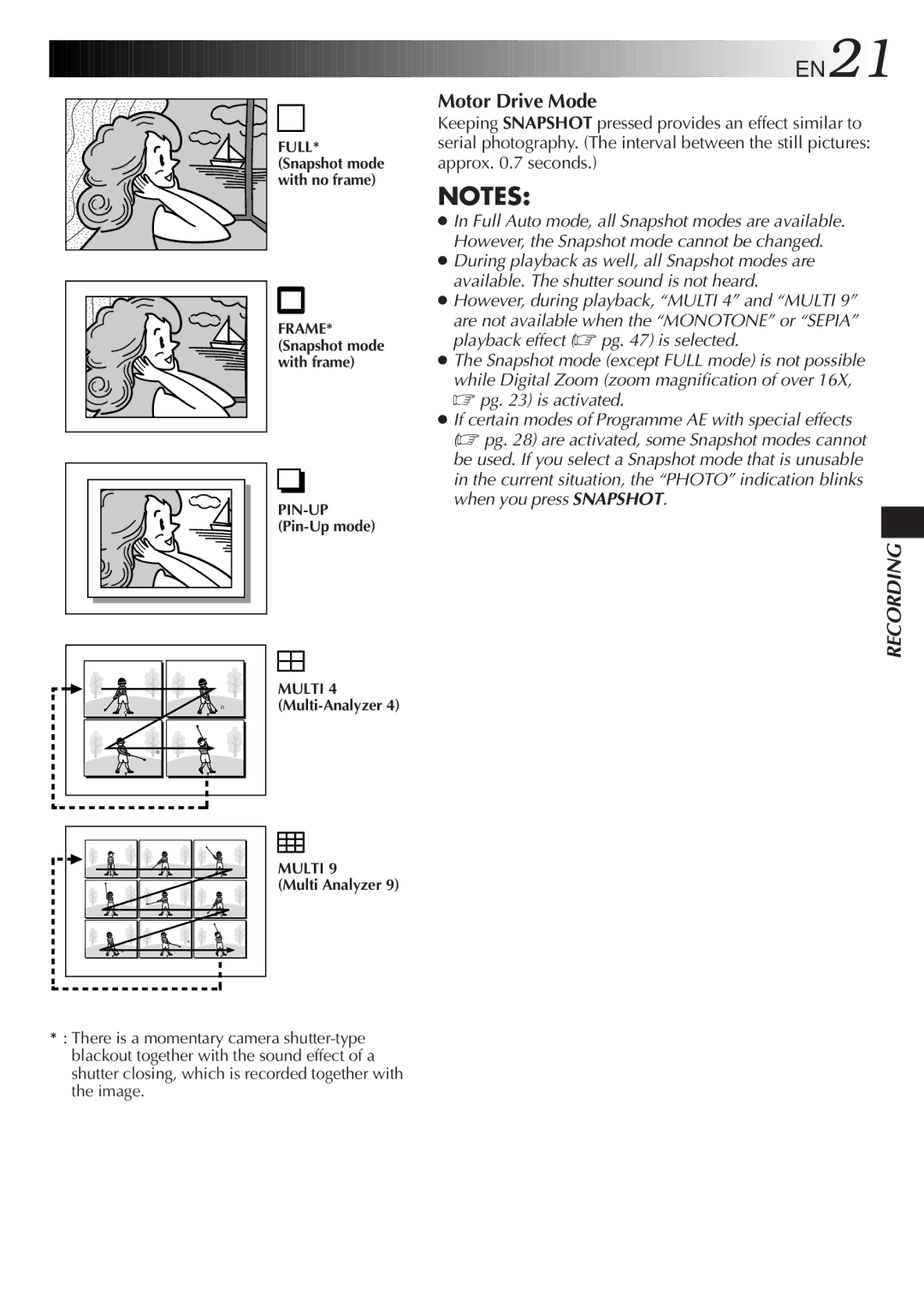 JVC LYT0275-001A manual EN21, Motor Drive Mode 