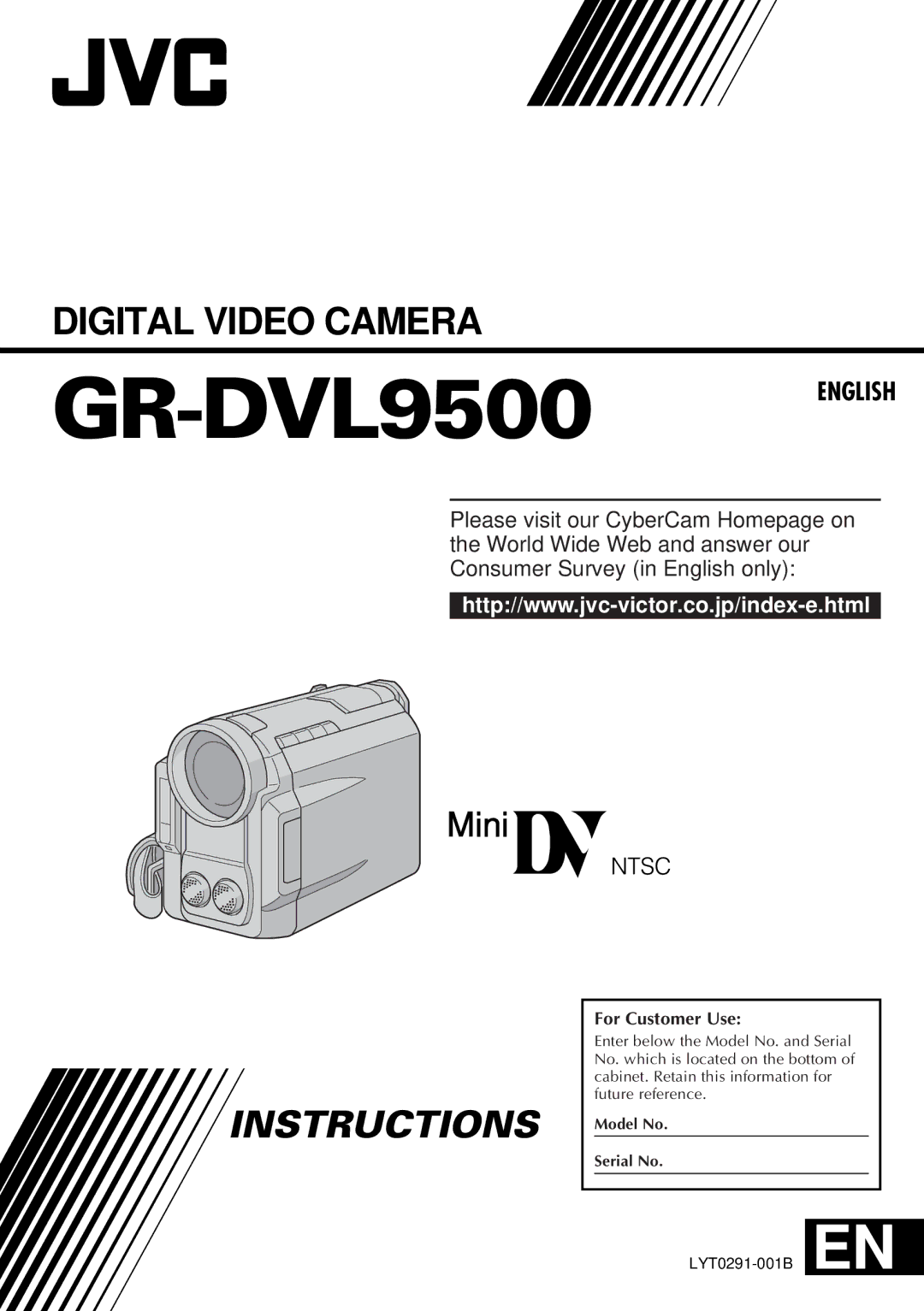 JVC LYT0291-001B manual GR-DVL9500, For Customer Use 