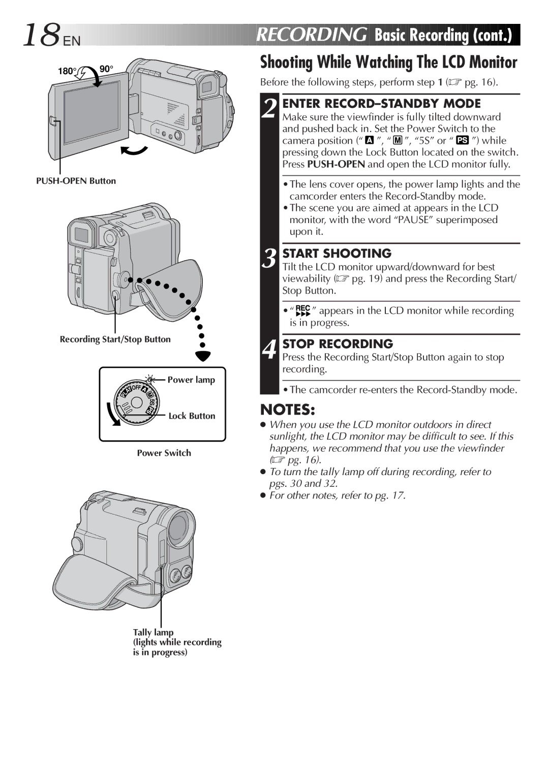 JVC LYT0291-001B manual Shooting While Watching The LCD Monitor 