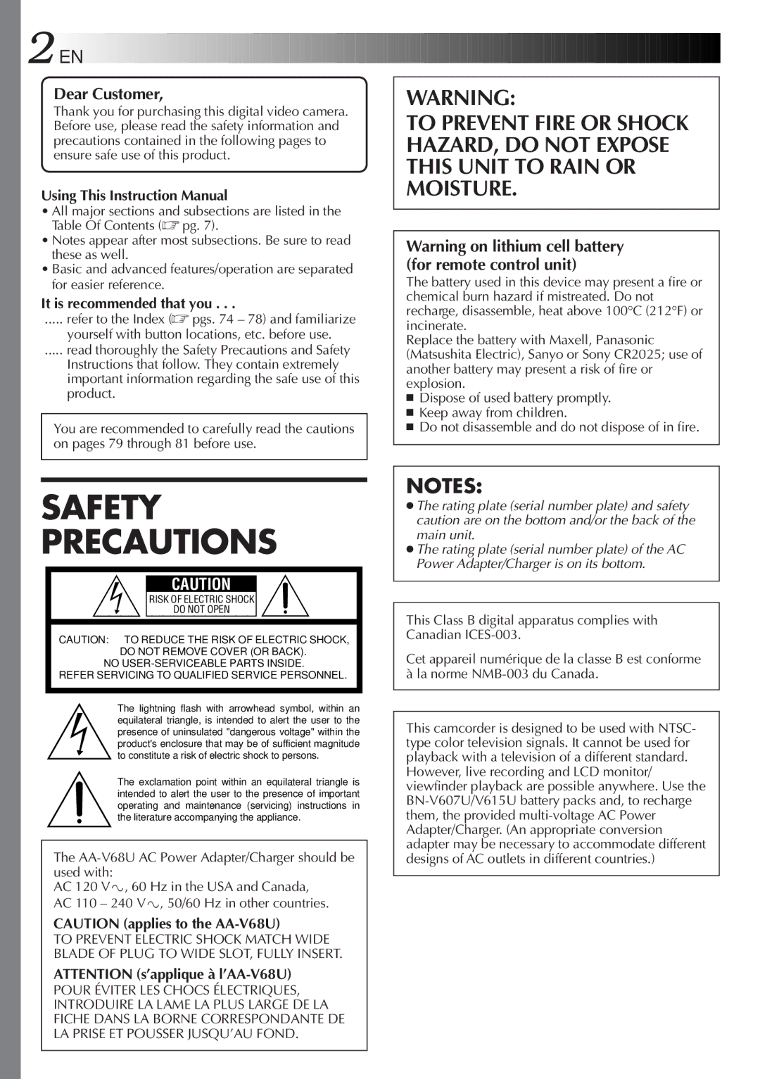 JVC LYT0291-001B manual Dear Customer, It is recommended that you 