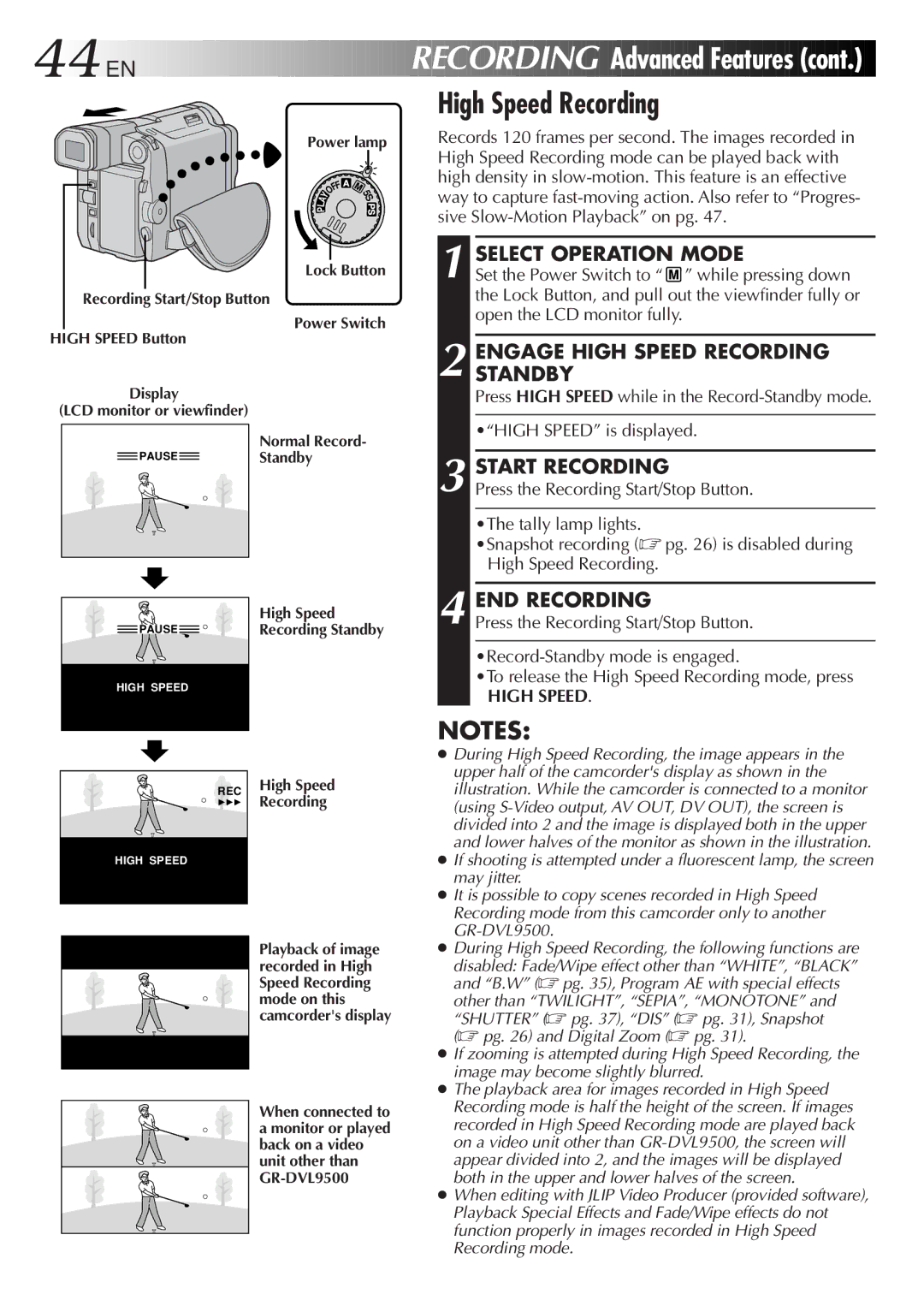 JVC LYT0291-001B manual Engage High Speed Recording Standby, END Recording 