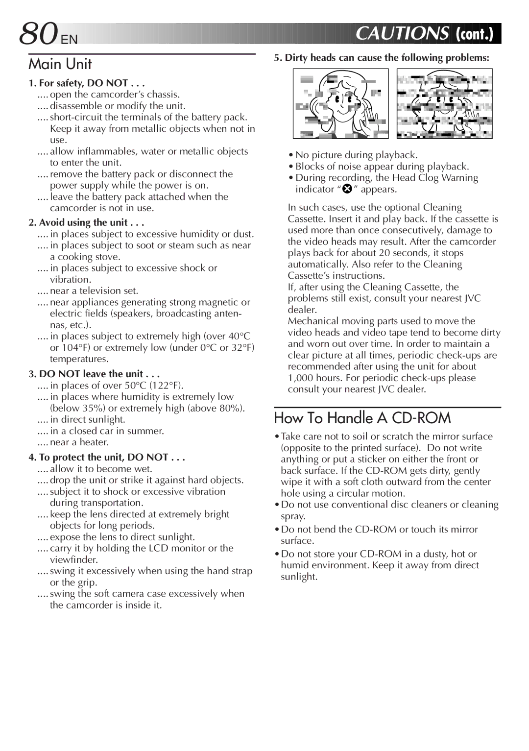 JVC LYT0291-001B manual For safety, do not, Avoid using the unit, Do not leave the unit, To protect the unit, do not 