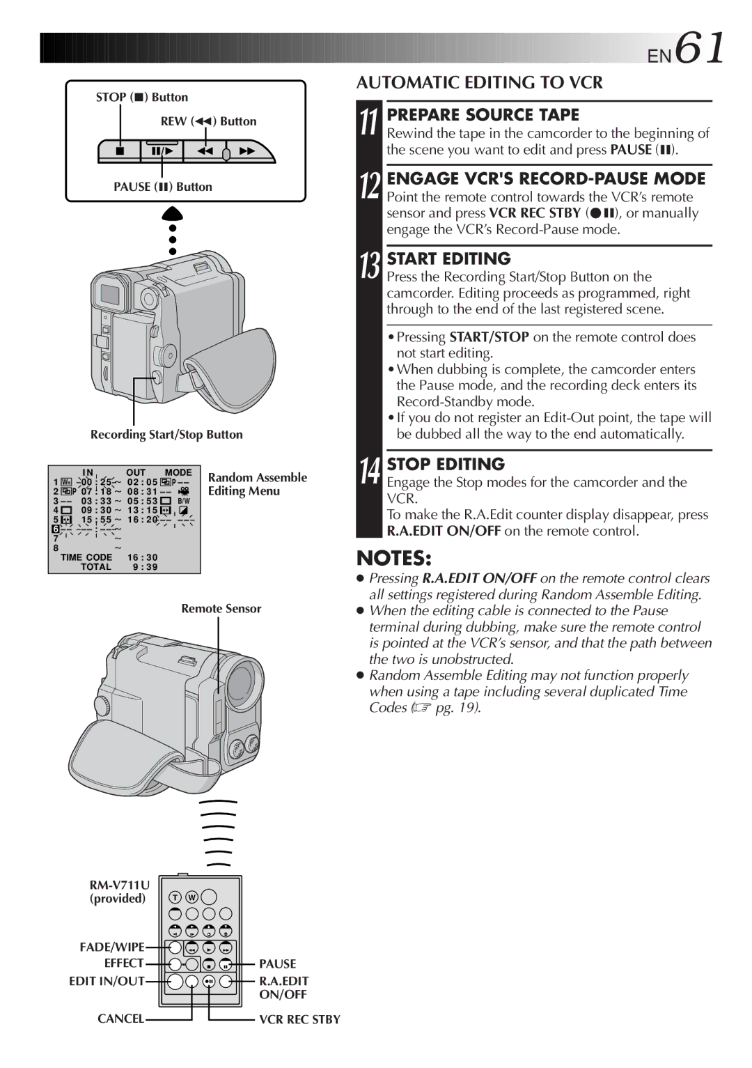 JVC LYT0329-001B manual Automatic Editing to VCR, Prepare Source Tape, Stop Editing 