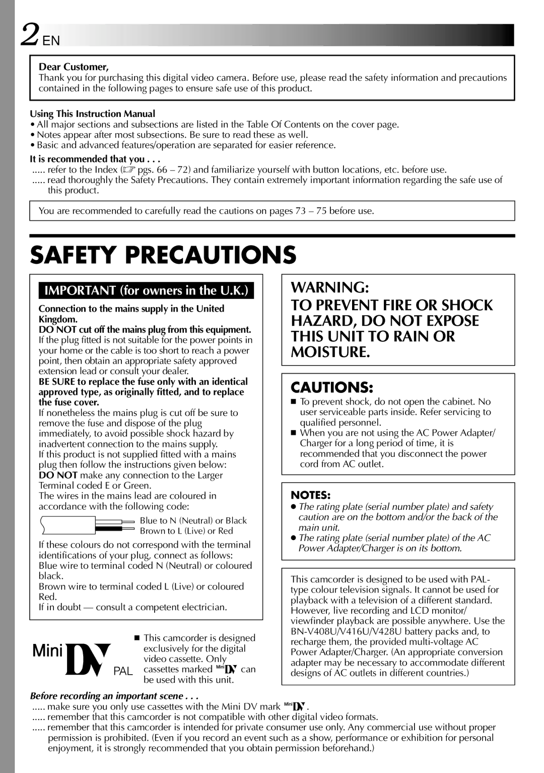 JVC LYT0583-001A specifications Dear Customer, It is recommended that you 