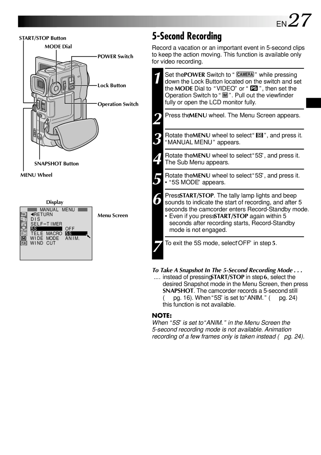 JVC LYT0633-001A specifications Second Recording, EN27 