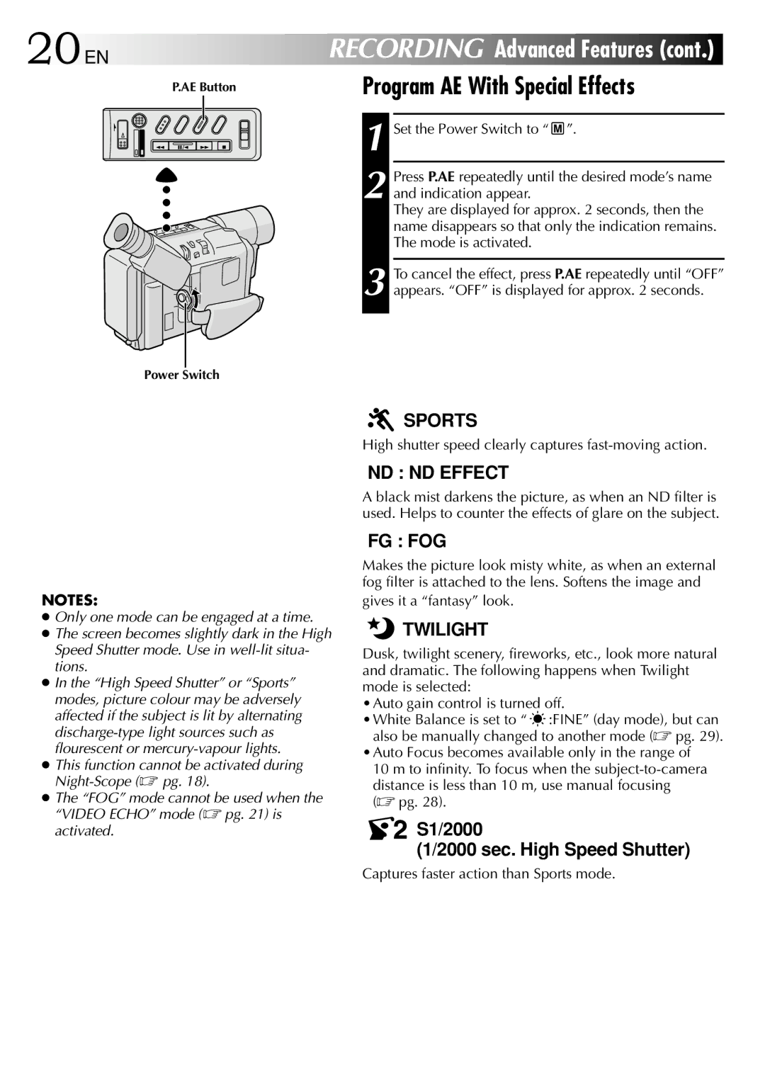 JVC LYT0672-001A 20EN, Program AE With Special Effects, High shutter speed clearly captures fast-moving action 