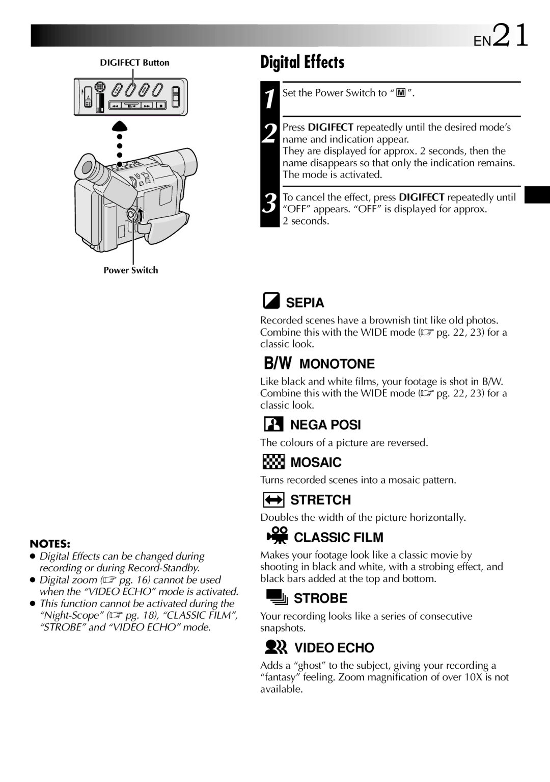 JVC 1000MKV*UN*VP, LYT0672-001A specifications Digital Effects, EN21 