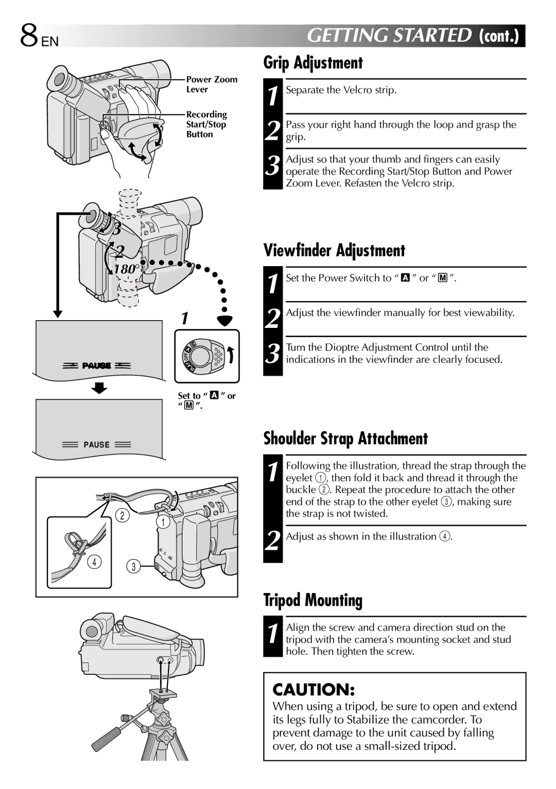 JVC LYT0672-001A, 1000MKV*UN*VP Grip Adjustment, Viewfinder Adjustment, Shoulder Strap Attachment, Tripod Mounting 