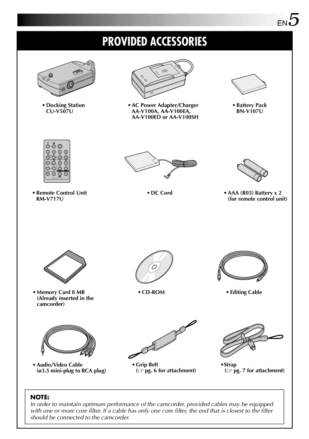 JVC LYT0844-001A specifications Provided Accessories 