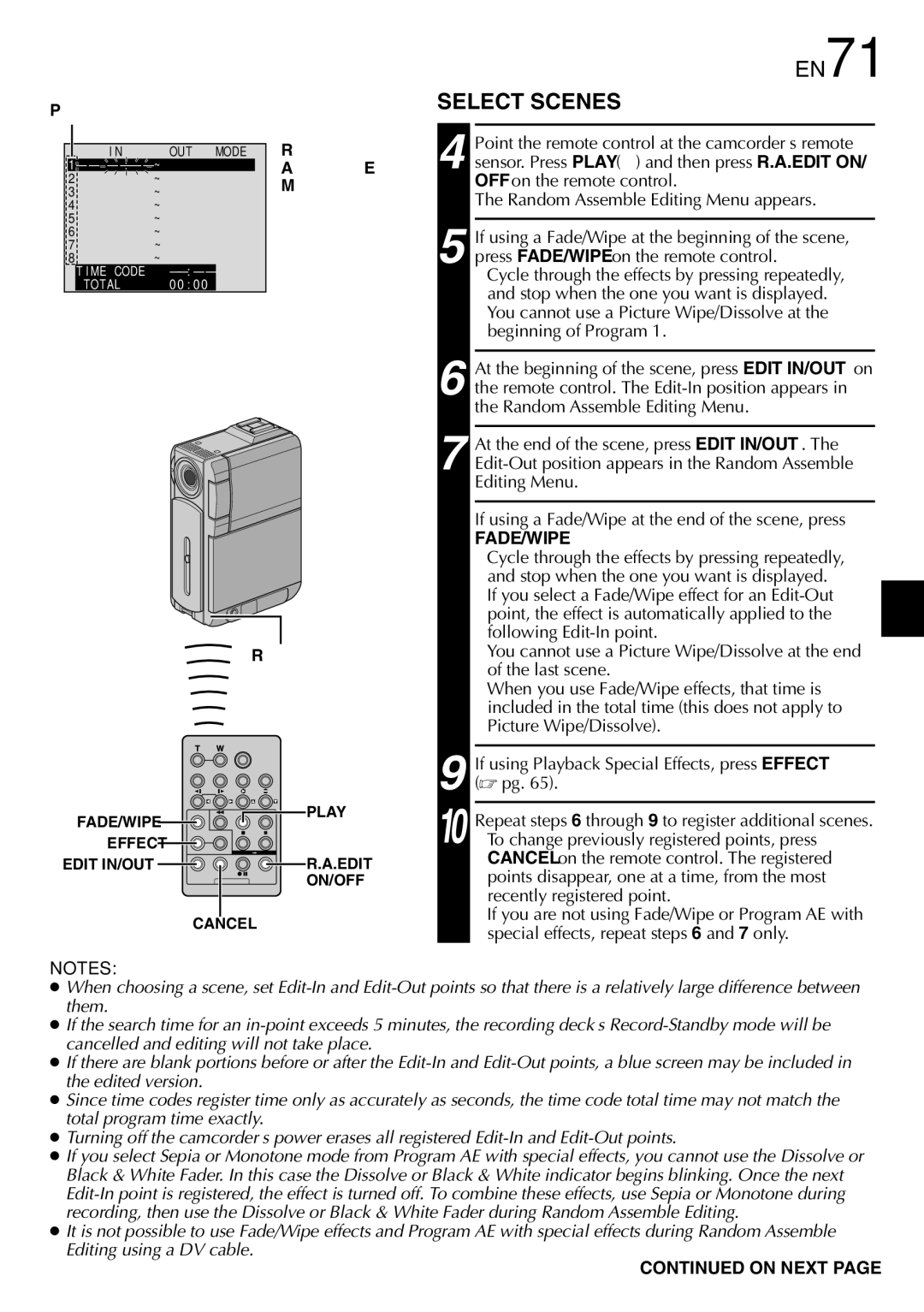 JVC LYT0844-001A specifications EN71, Select Scenes 