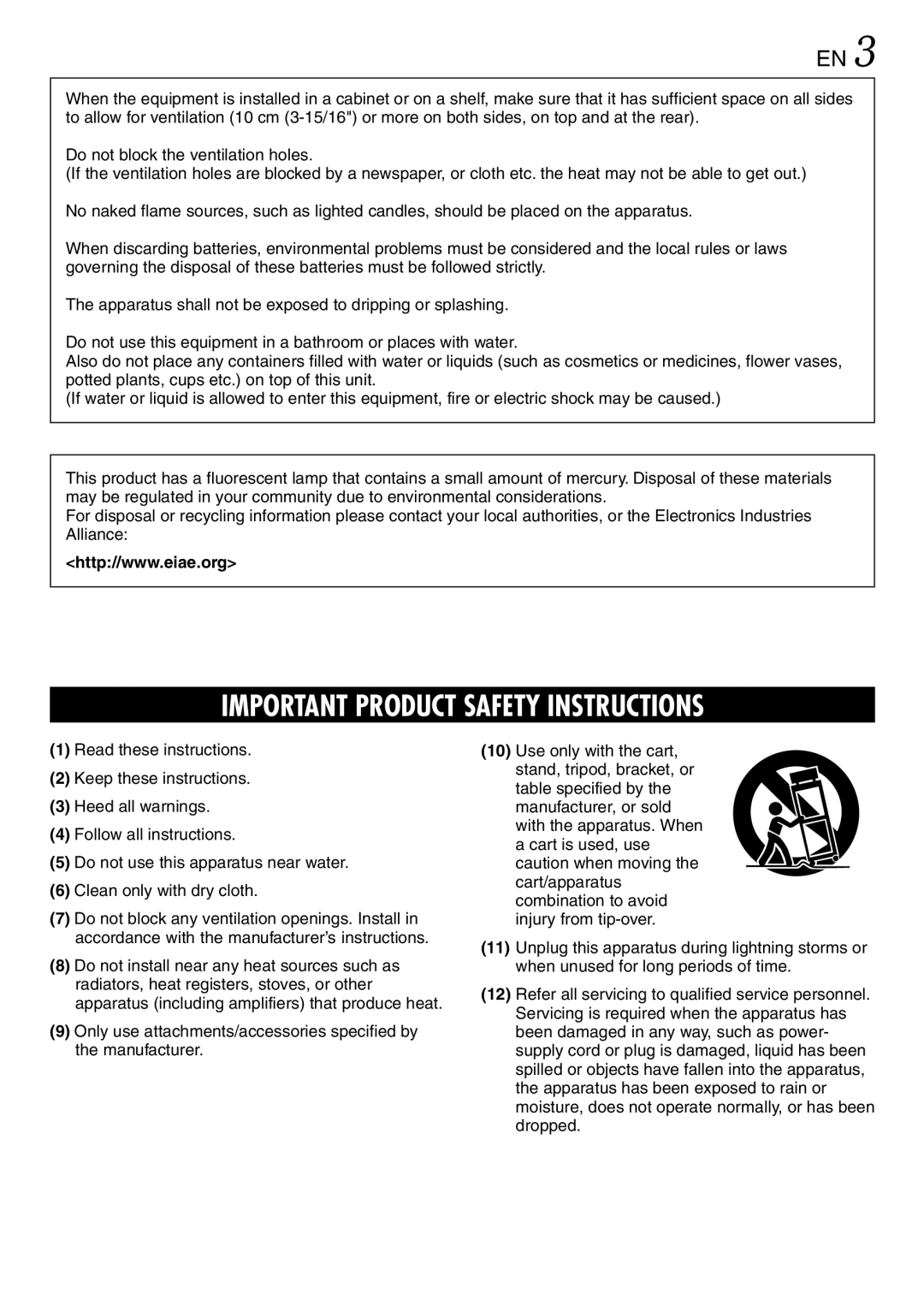 JVC LYT0944-001A specifications Important Product Safety Instructions 