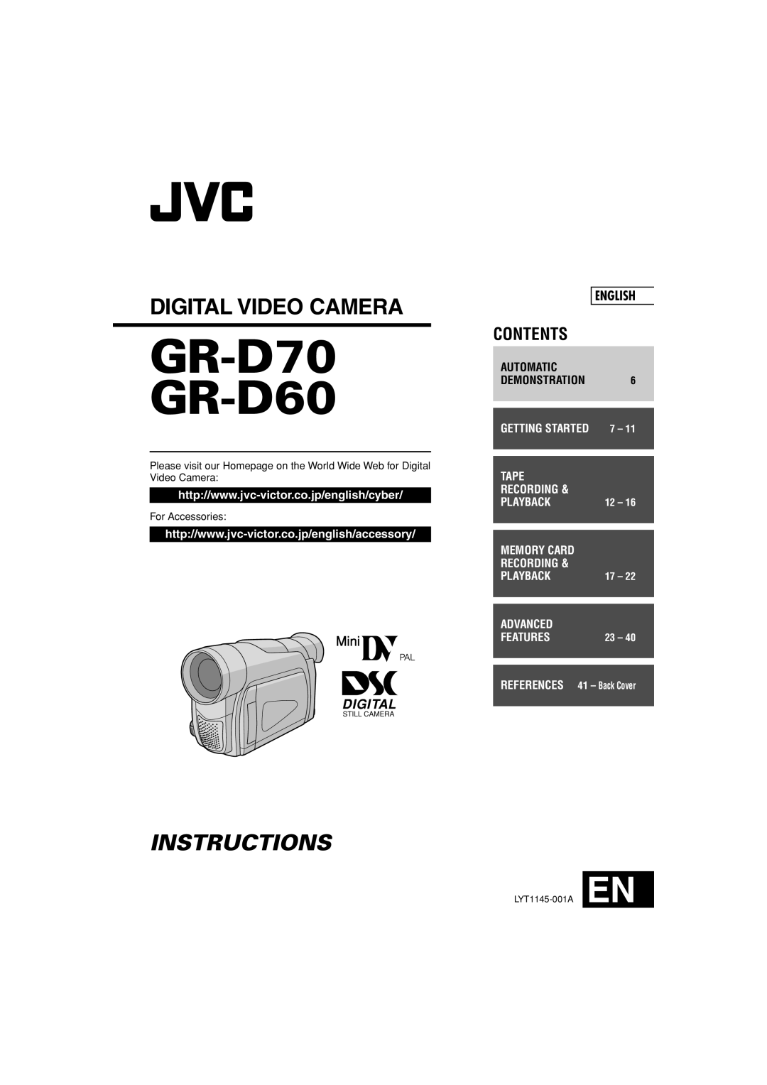 JVC LYT1145-001A manual GR-D70 GR-D60 