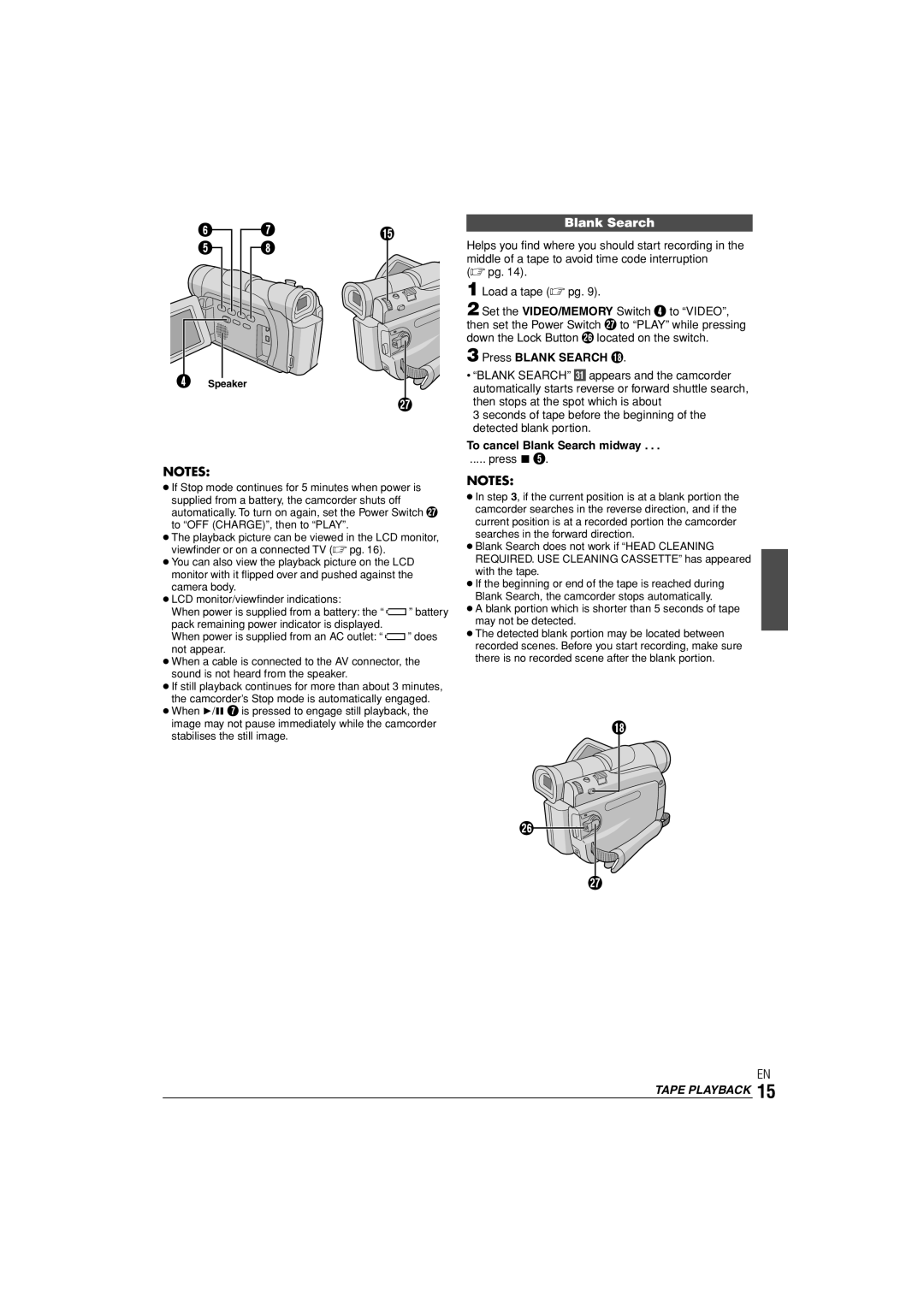 JVC LYT1145-001A manual Press Blank Search, To cancel Blank Search midway, Tape Playback 