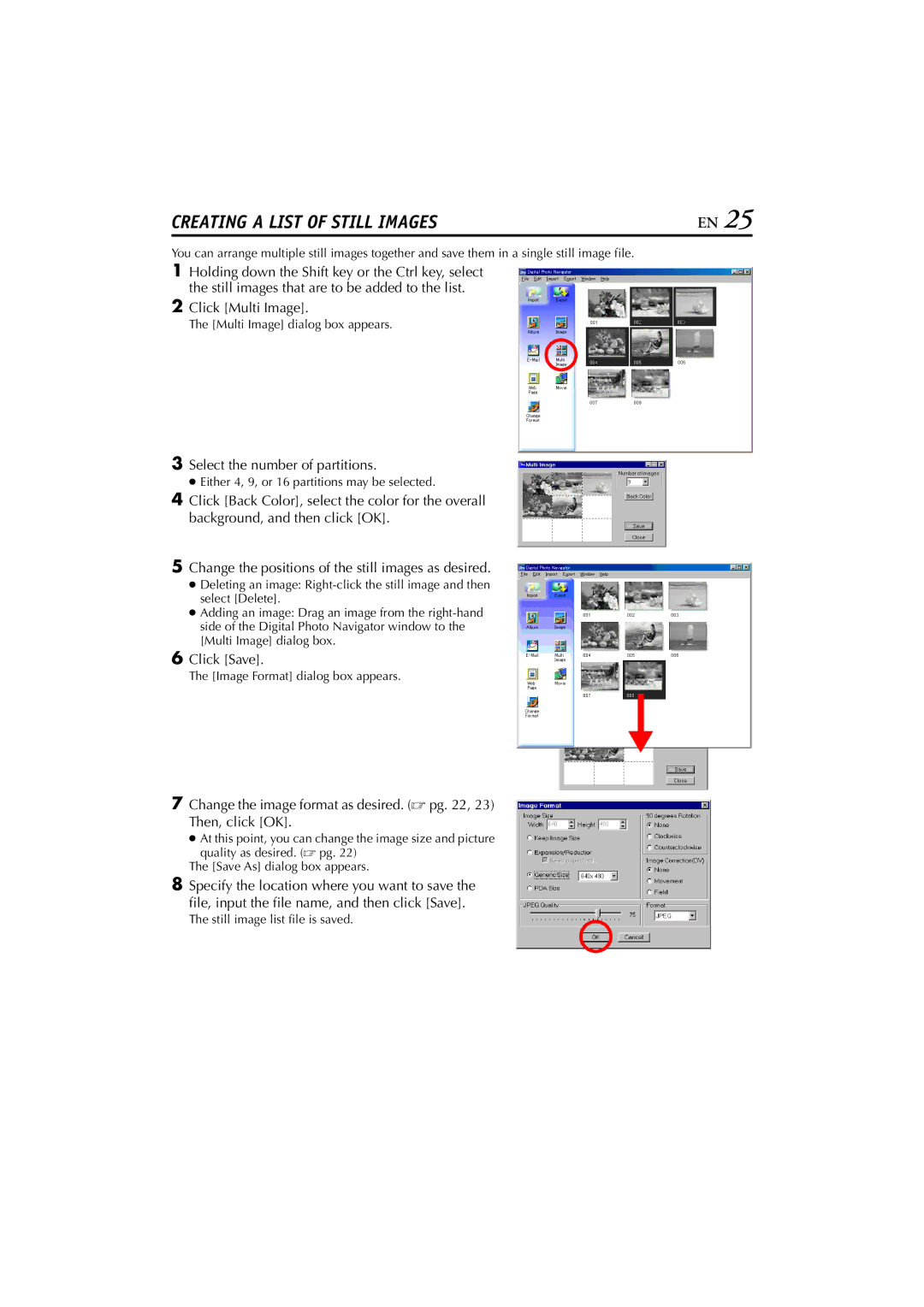 JVC LYT1147-001A manual Click Multi Image, Select the number of partitions, Click Save, Multi Image dialog box appears 