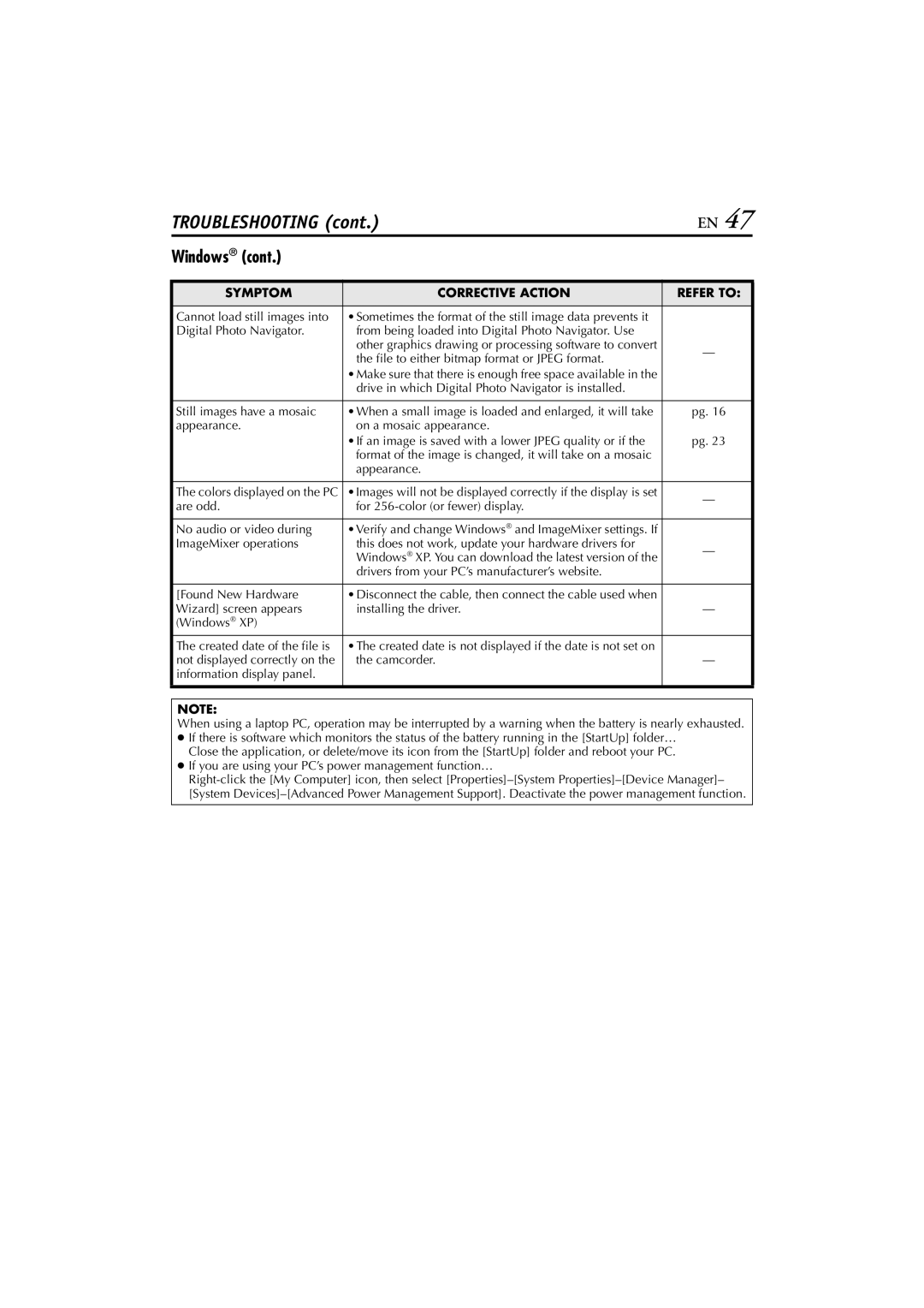 JVC LYT1147-001A manual File to either bitmap format or Jpeg format, If you are using your PC’s power management function… 