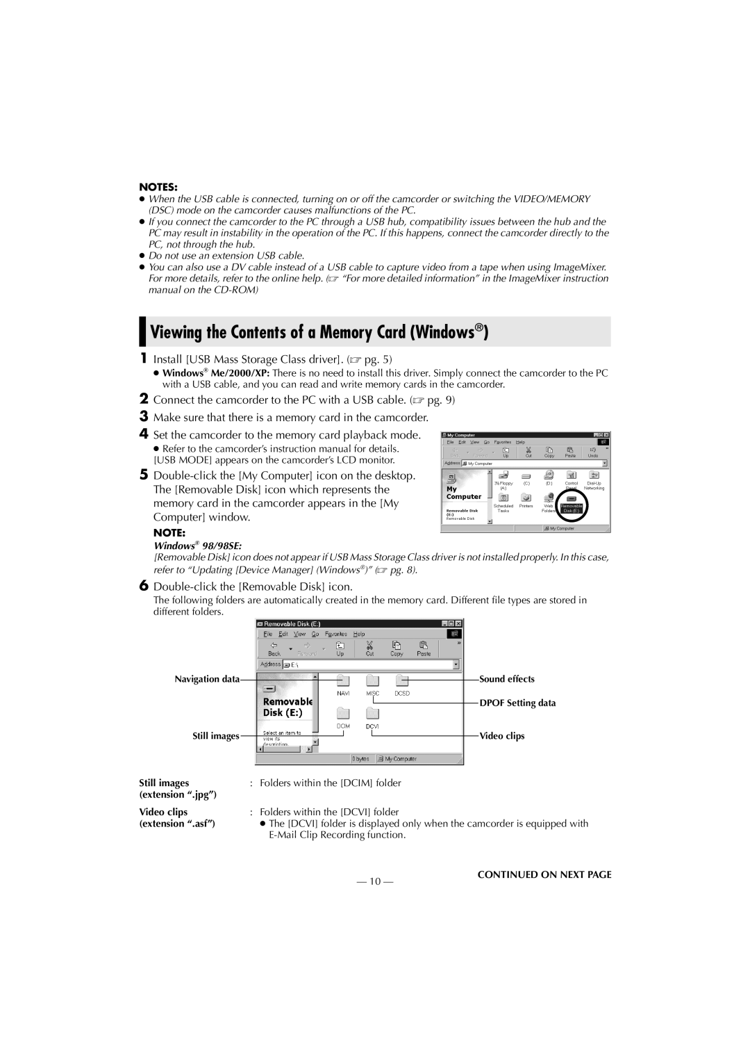 JVC LYT1147-001A manual Viewing the Contents of a Memory Card Windows 