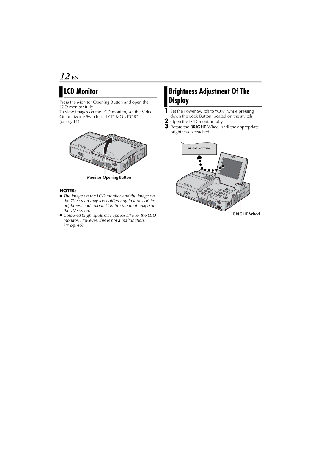 JVC LYT1300-001A manual 12 EN, LCD Monitor 