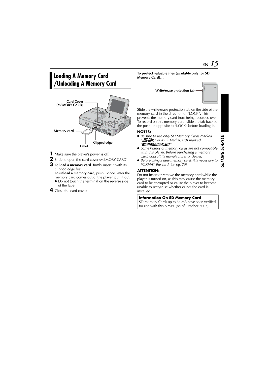 JVC LYT1300-001A manual To protect valuable files available only for SD Memory Card…, Information On SD Memory Card 