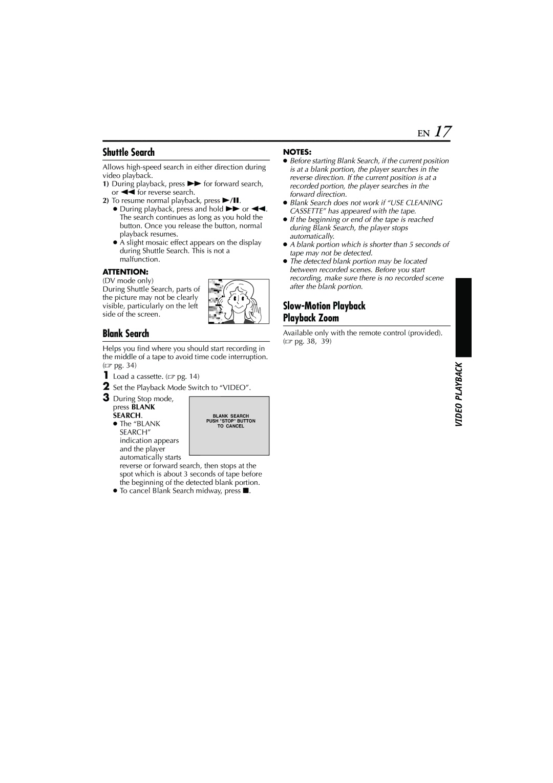 JVC LYT1300-001A manual Shuttle Search, To cancel Blank Search midway, press 