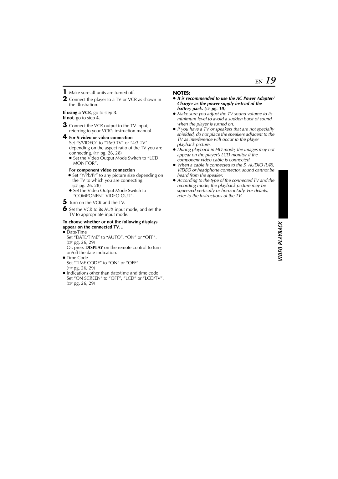 JVC LYT1300-001A manual If using a VCR, go to step, If not, go to step, For S-video or video connection 