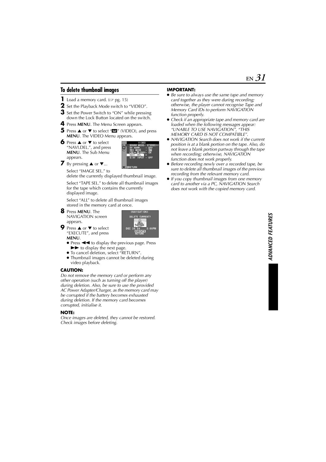 JVC LYT1300-001A Press R or T to select t VIDEO, and press, MENU. The Video Menu appears, Press To select, Displayed image 