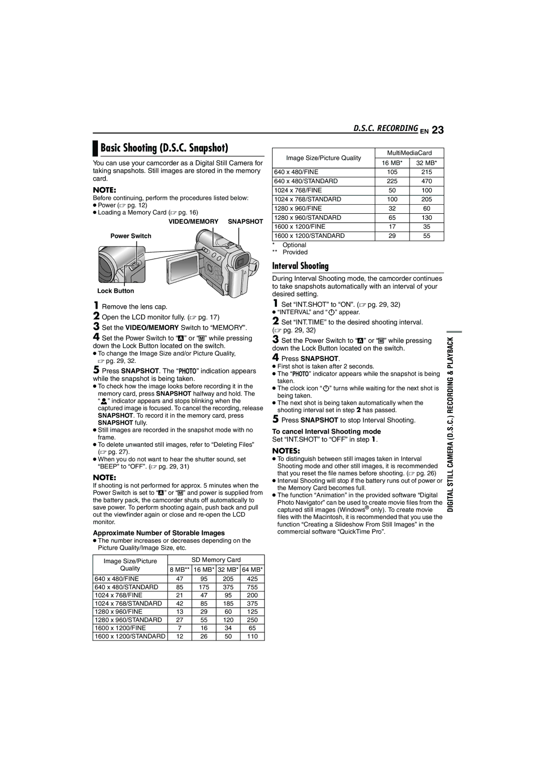 JVC LYT1325-001A manual C. Recording EN, Interval Shooting, Approximate Number of Storable Images, Press Snapshot 