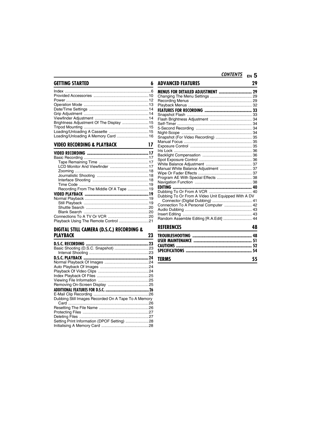 JVC LYT1325-001A manual Brightness Adjustment Of The Display, Tape Remaining Time LCD Monitor And Viewfinder 