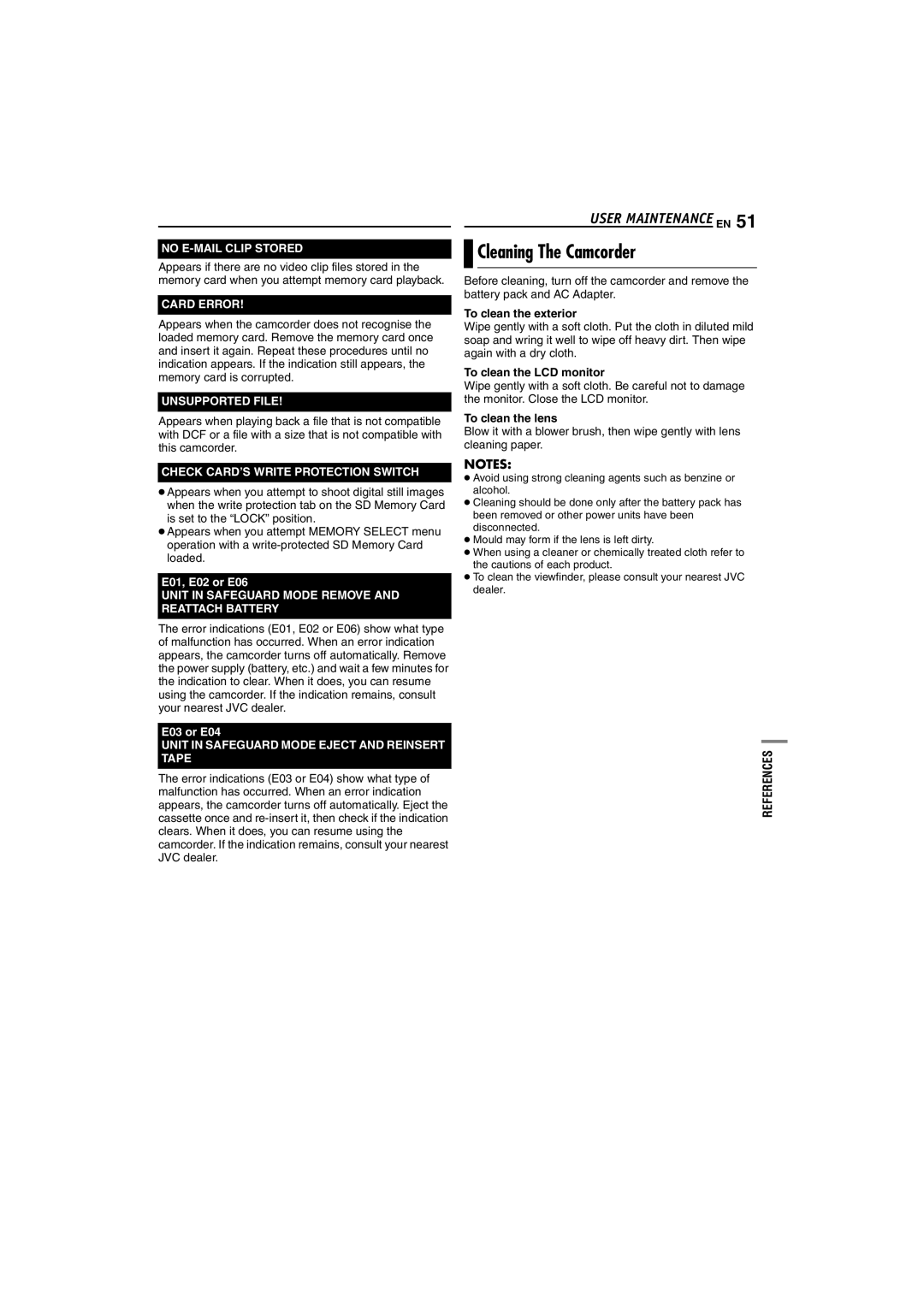 JVC LYT1325-001A manual Cleaning The Camcorder, To clean the exterior, To clean the LCD monitor, To clean the lens 