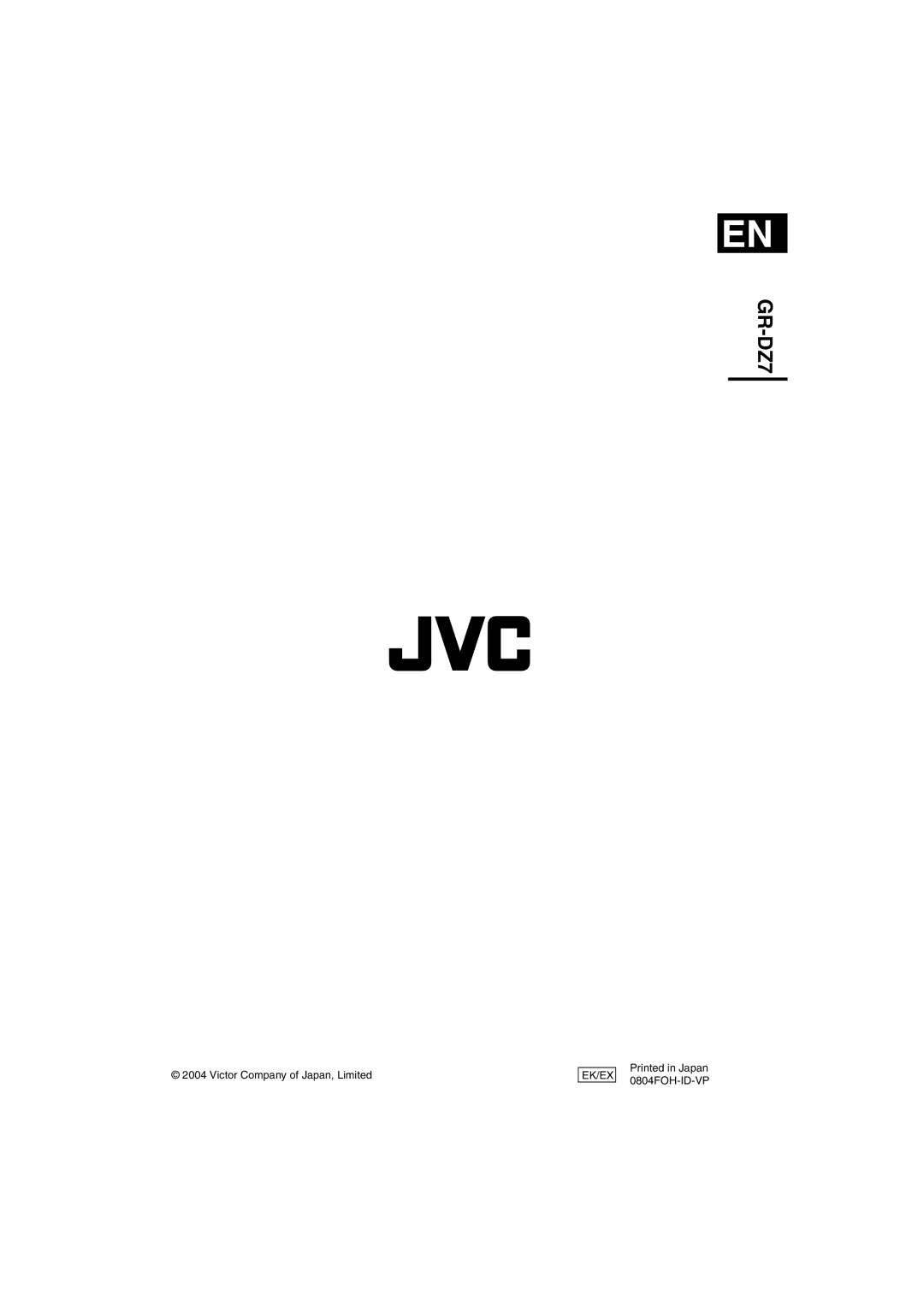 JVC LYT1325-001A manual Victor Company of Japan, Limited 