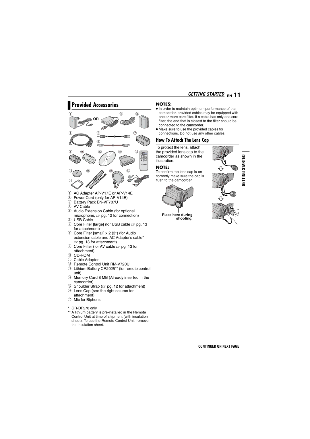 JVC LYT1393-001A manual Provided Accessories, How To Attach The Lens Cap 