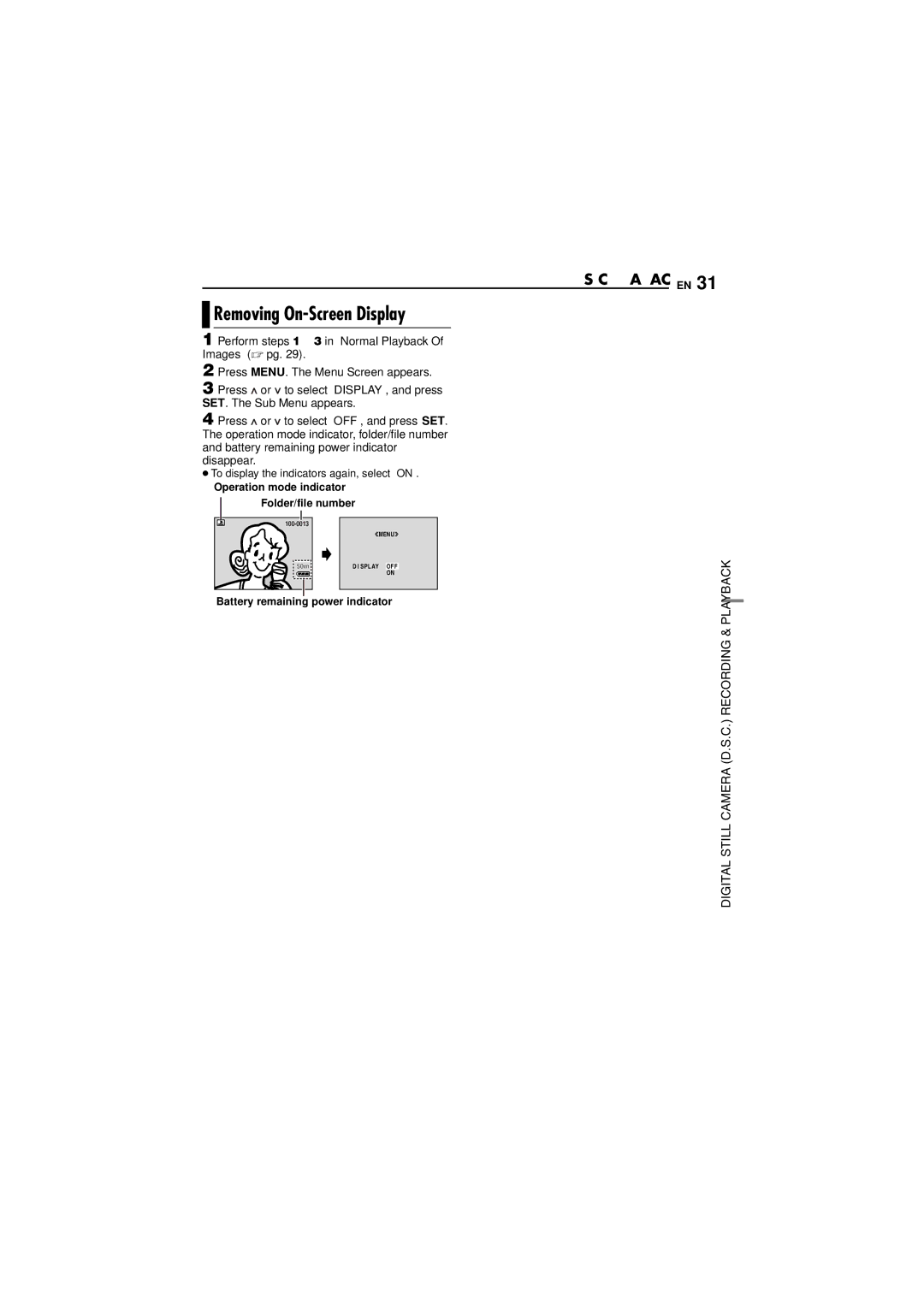 JVC LYT1393-001A manual Removing On-Screen Display, C. Playback EN, Operation mode indicator Folder/file number 