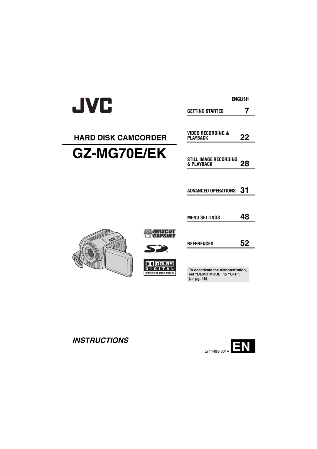 JVC LYT1495-001A manual GZ-MG70E/EK 