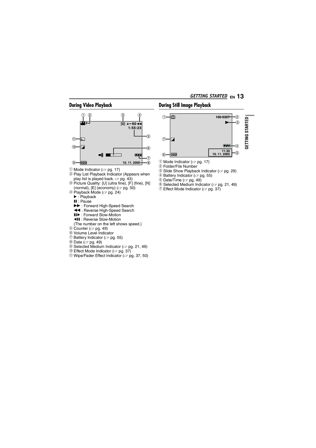 JVC LYT1495-001A manual During Video Playback, During Still Image Playback 