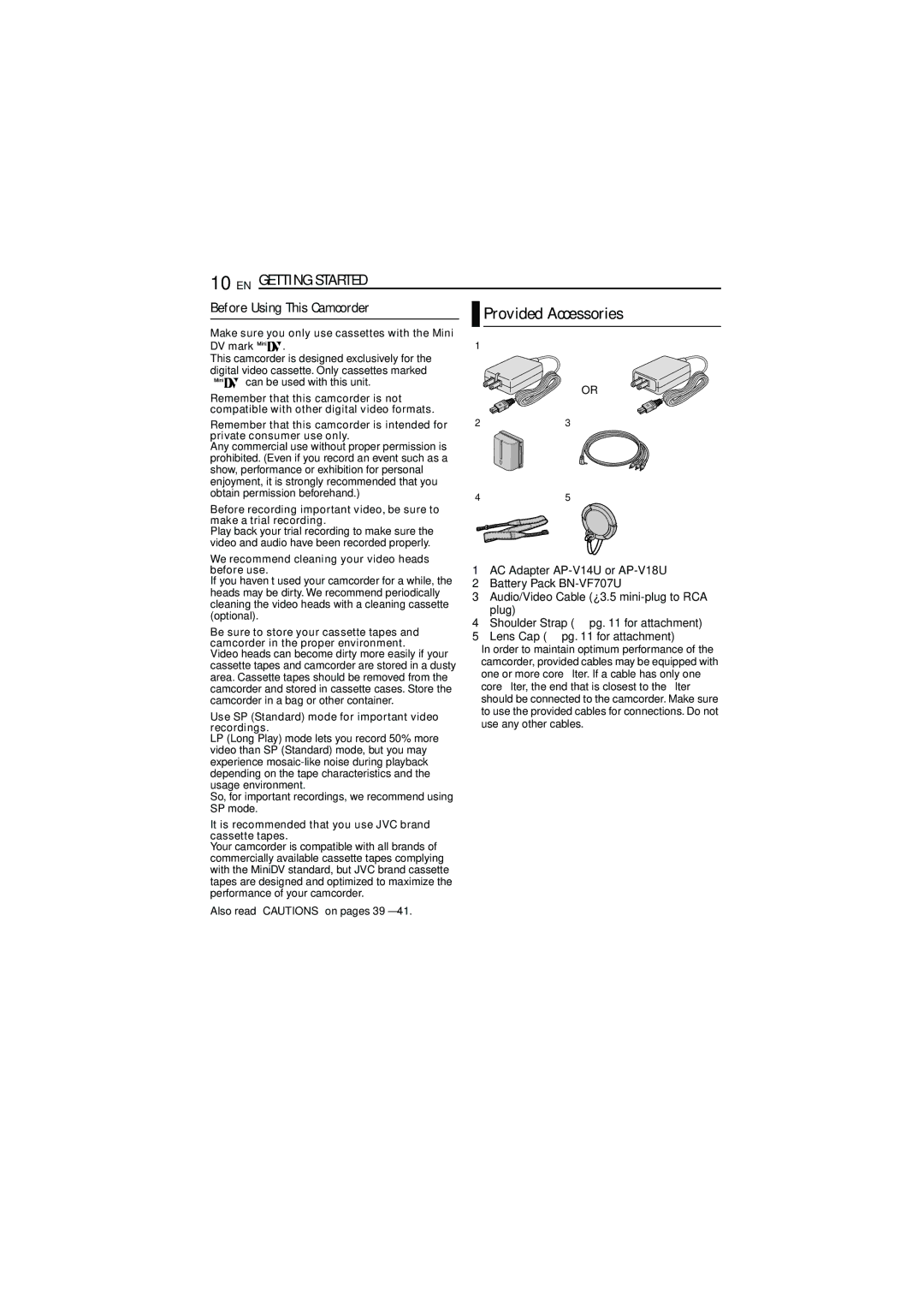 JVC LYT1515-001A, 1105ASR-NF-VM manual Provided Accessories, Before Using This Camcorder 