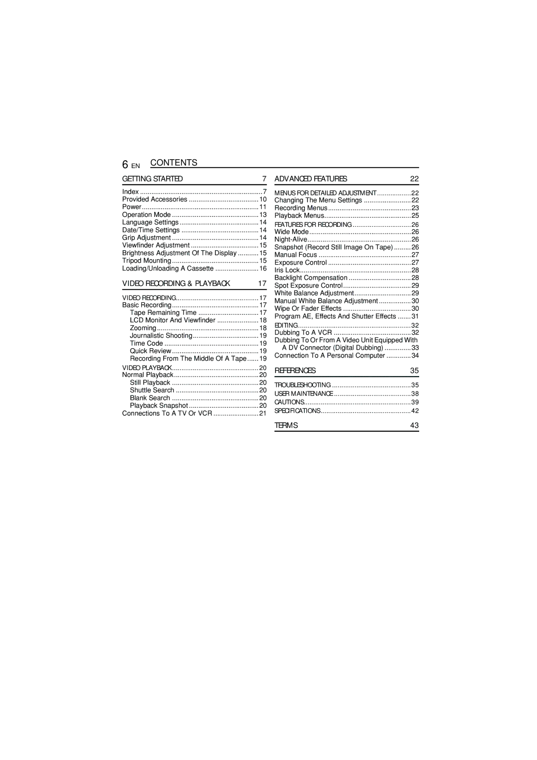 JVC LYT1515-001A, 1105ASR-NF-VM manual EN Contents Getting Started Advanced Features 