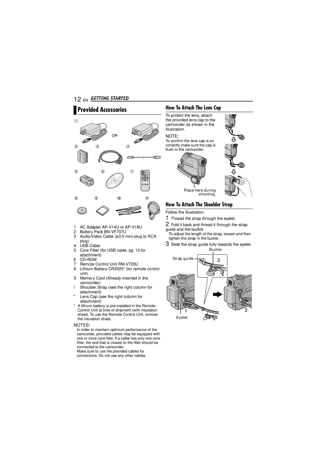 JVC LYT1528-001B, 0206ASR-NF-VM manual Provided Accessories, How To Attach The Shoulder Strap 