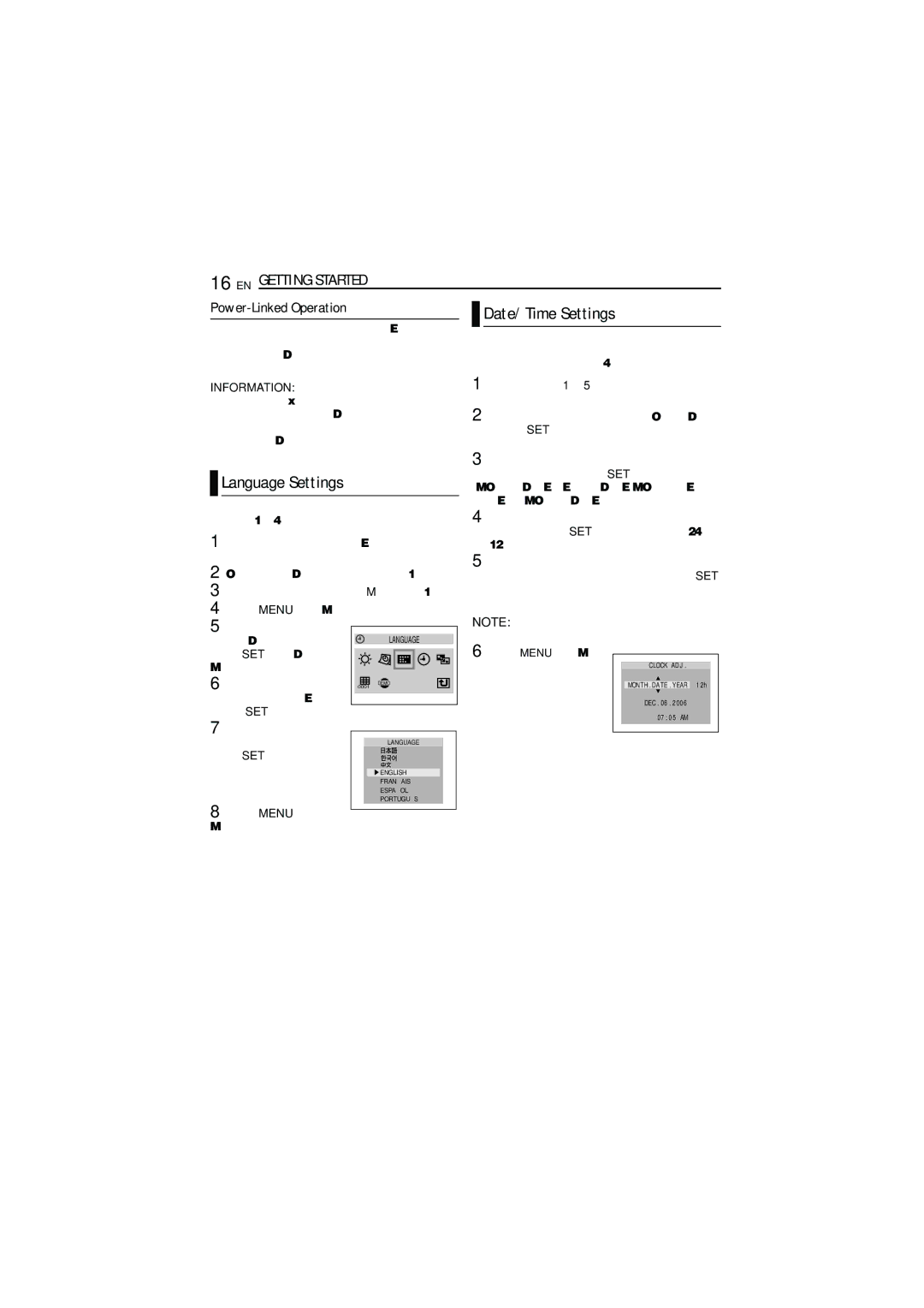 JVC LYT1528-001B, 0206ASR-NF-VM manual Date/Time Settings, Information 