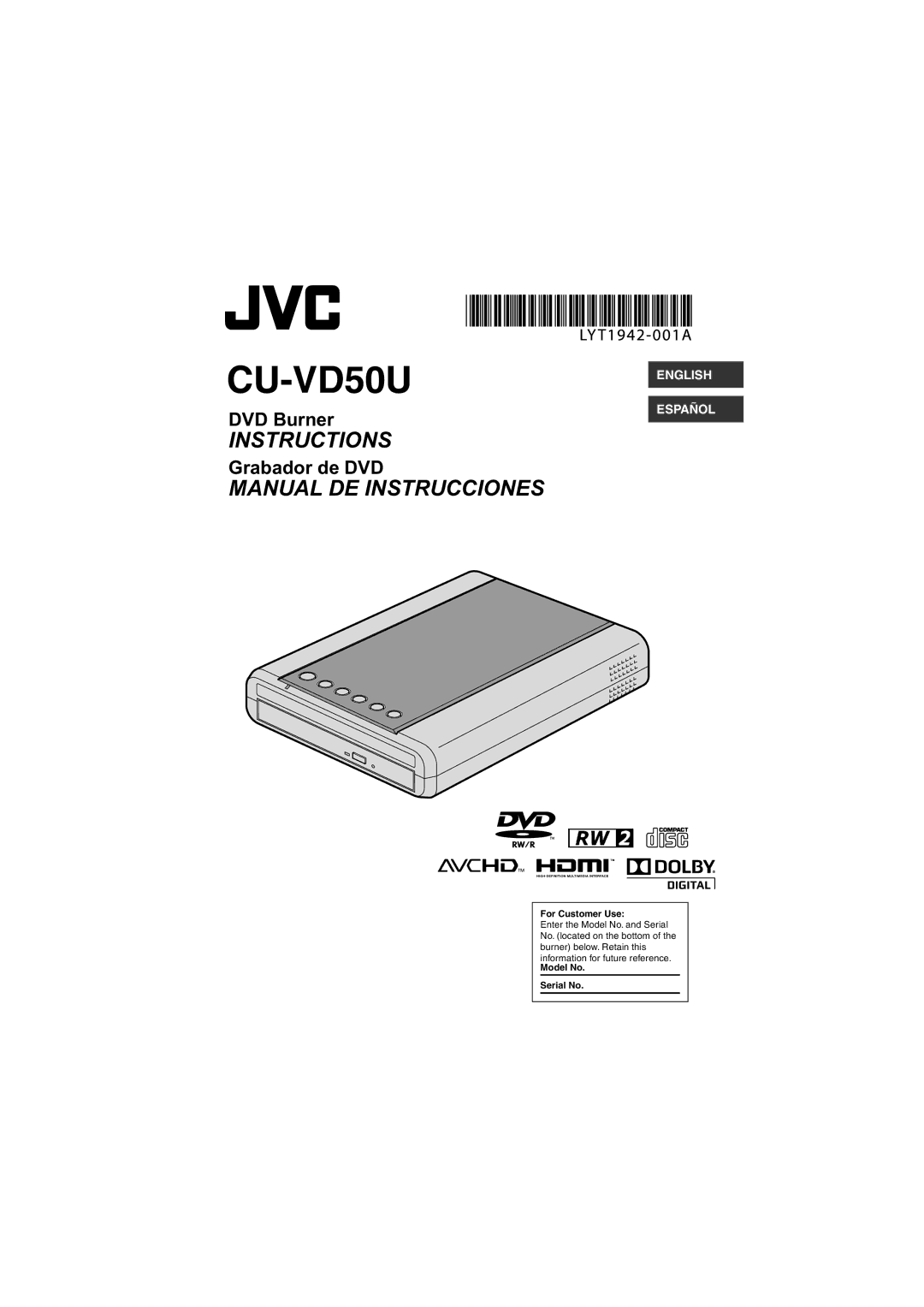 JVC LYT1942-001A manual CU-VD50U 